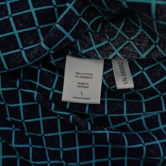 New York & Company 7th Avenue Collared Button Front Shirt Top Large Blue Teal - Picture 12 of 12